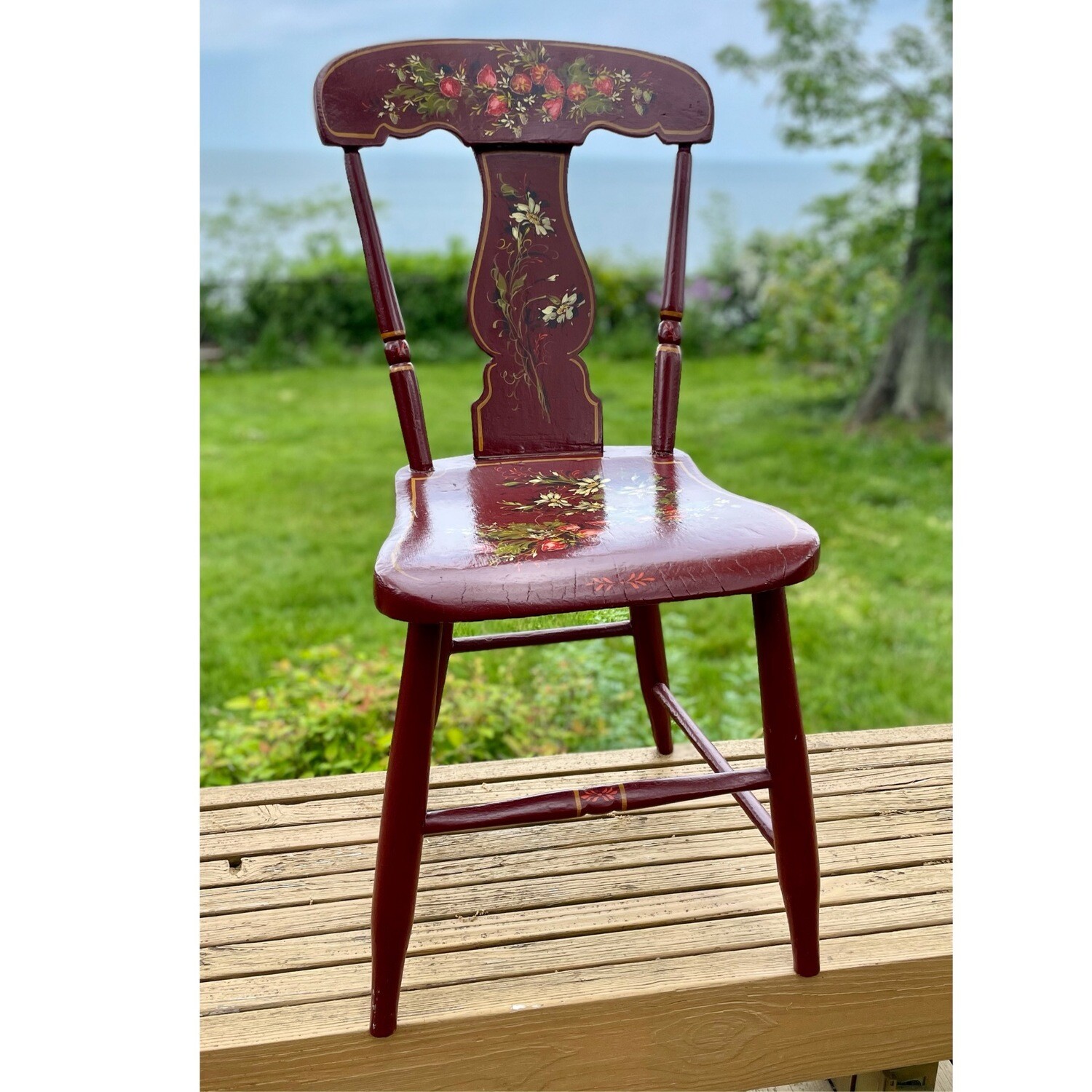 Vintage Chair Handpainted w/Strawberries