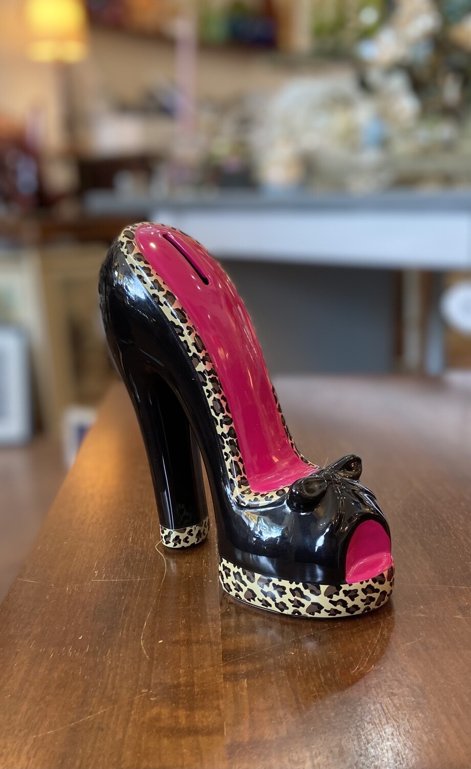 Pink &amp; Black High Heel Coin Bank