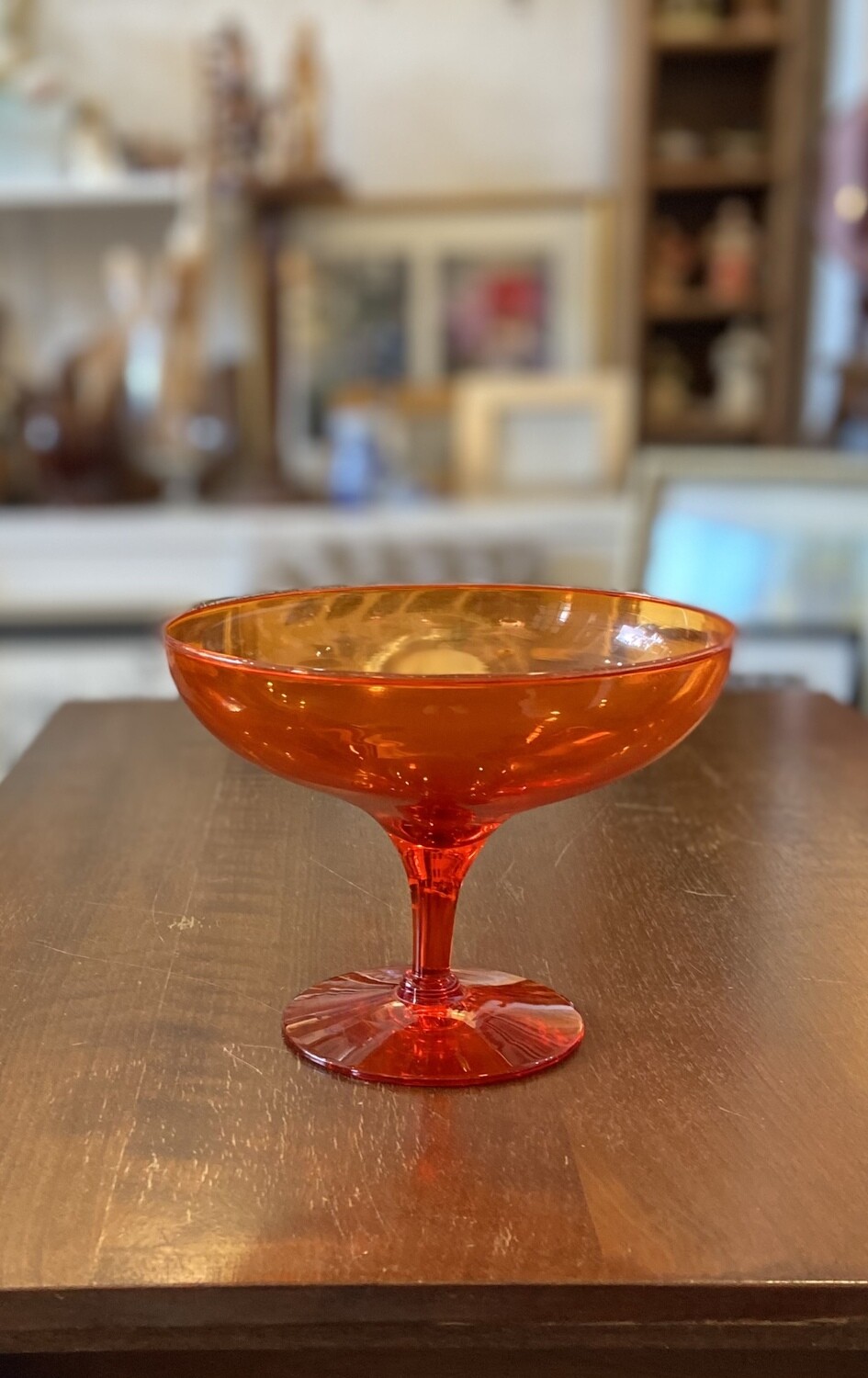 MidCentury Morgantown Glass Stella Compote in Gypsy Fire Orange