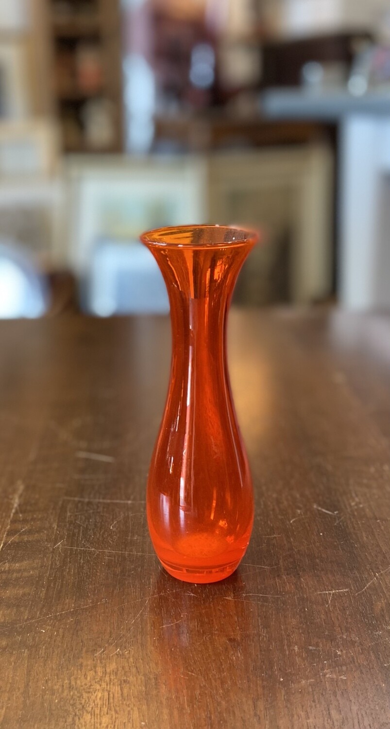 Mid-Century Morgantown Glass Bud Vase in Gypsy Fire Orange