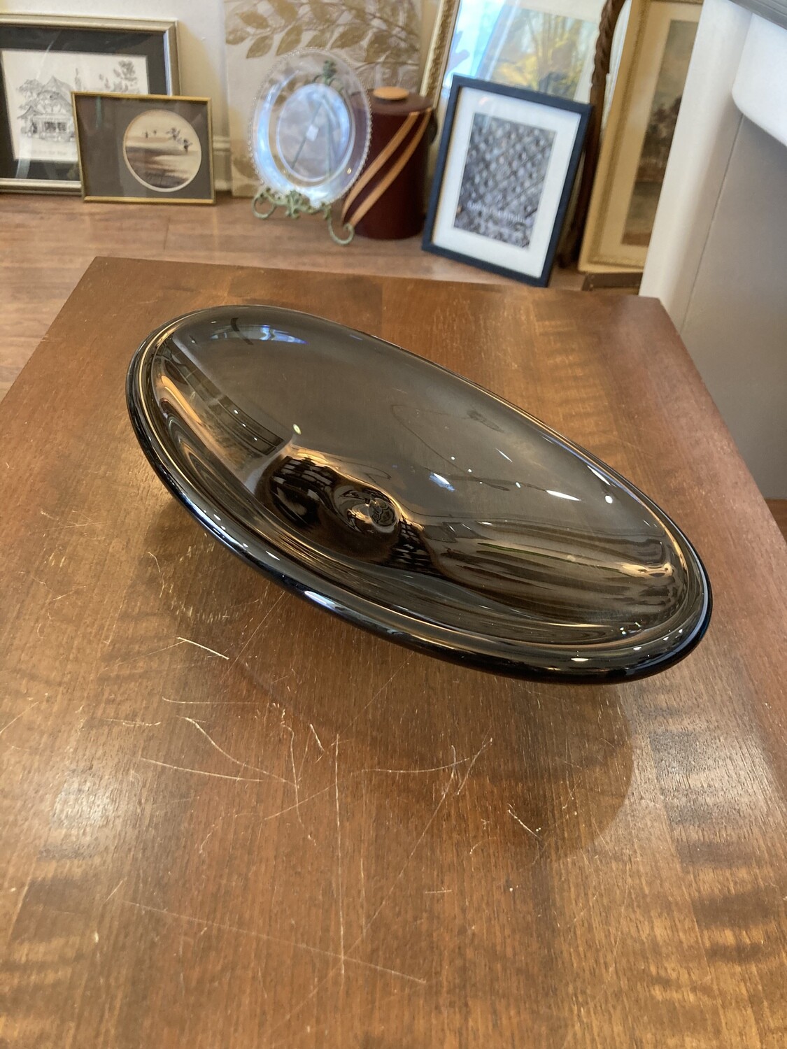 Mid-Century Sleek Oval Glass Bowl