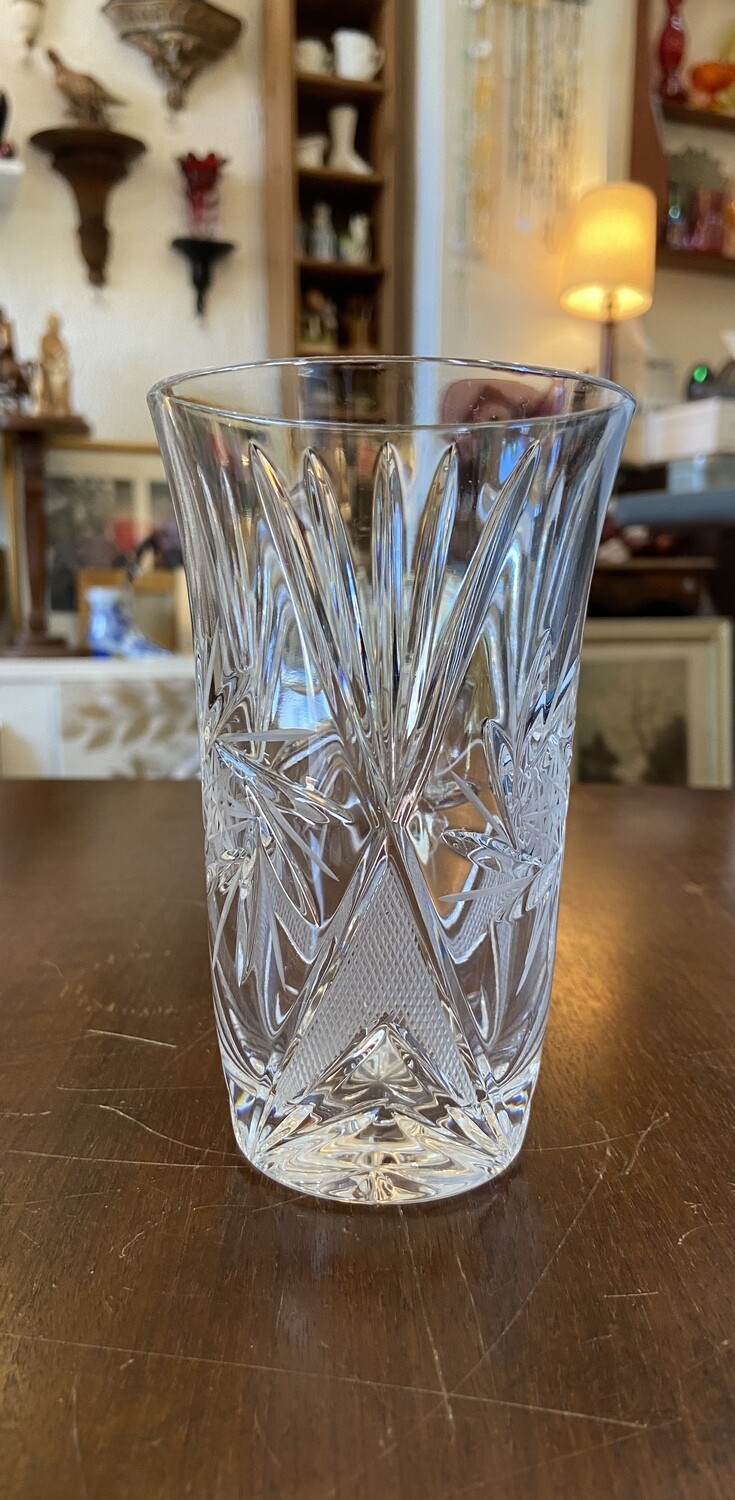 Crystal Cut Highball Glass with Pinwheel Design