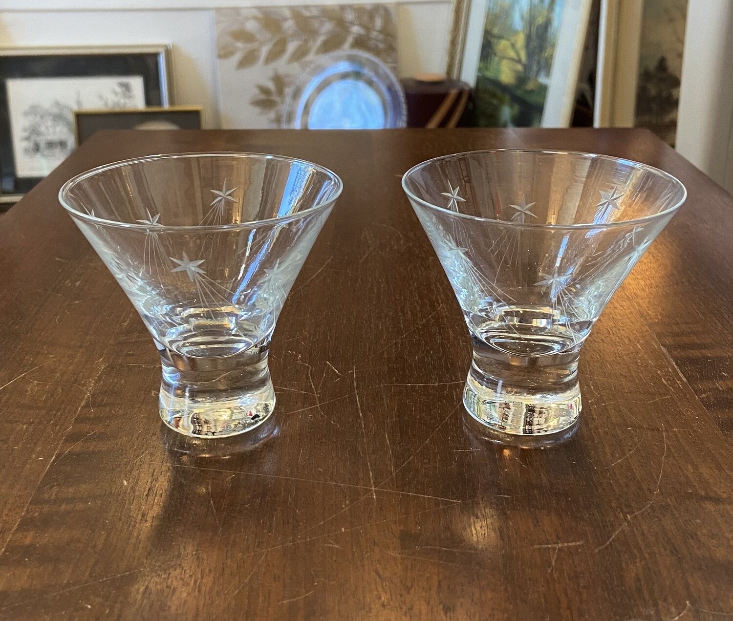 Pair of Shooting Star Stemless Martini Glasses