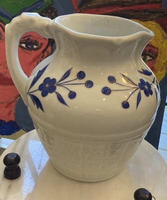 Ceramic Pitcher with Blue Flowers