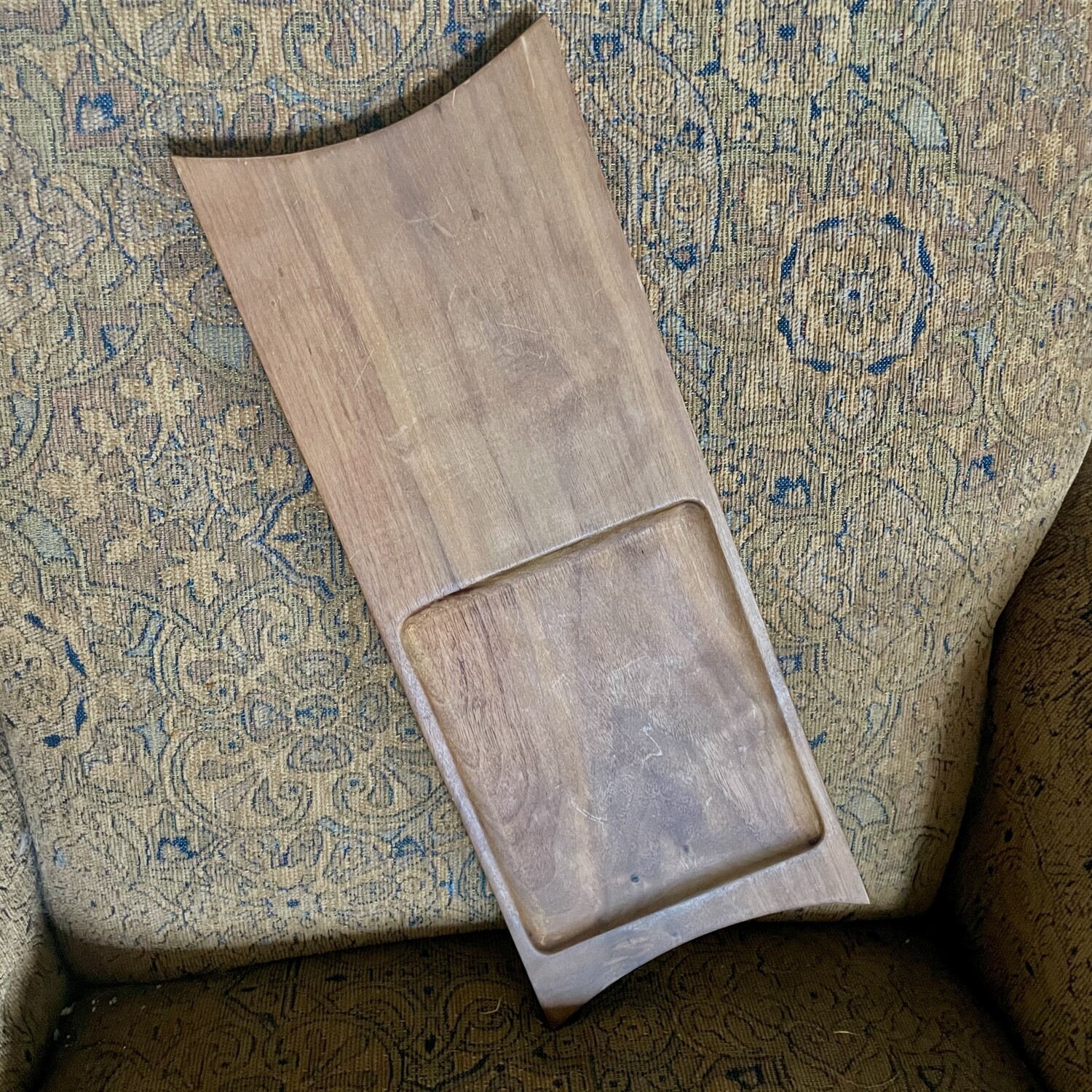 Mid-Century Handmade Wooden Cheese Board 