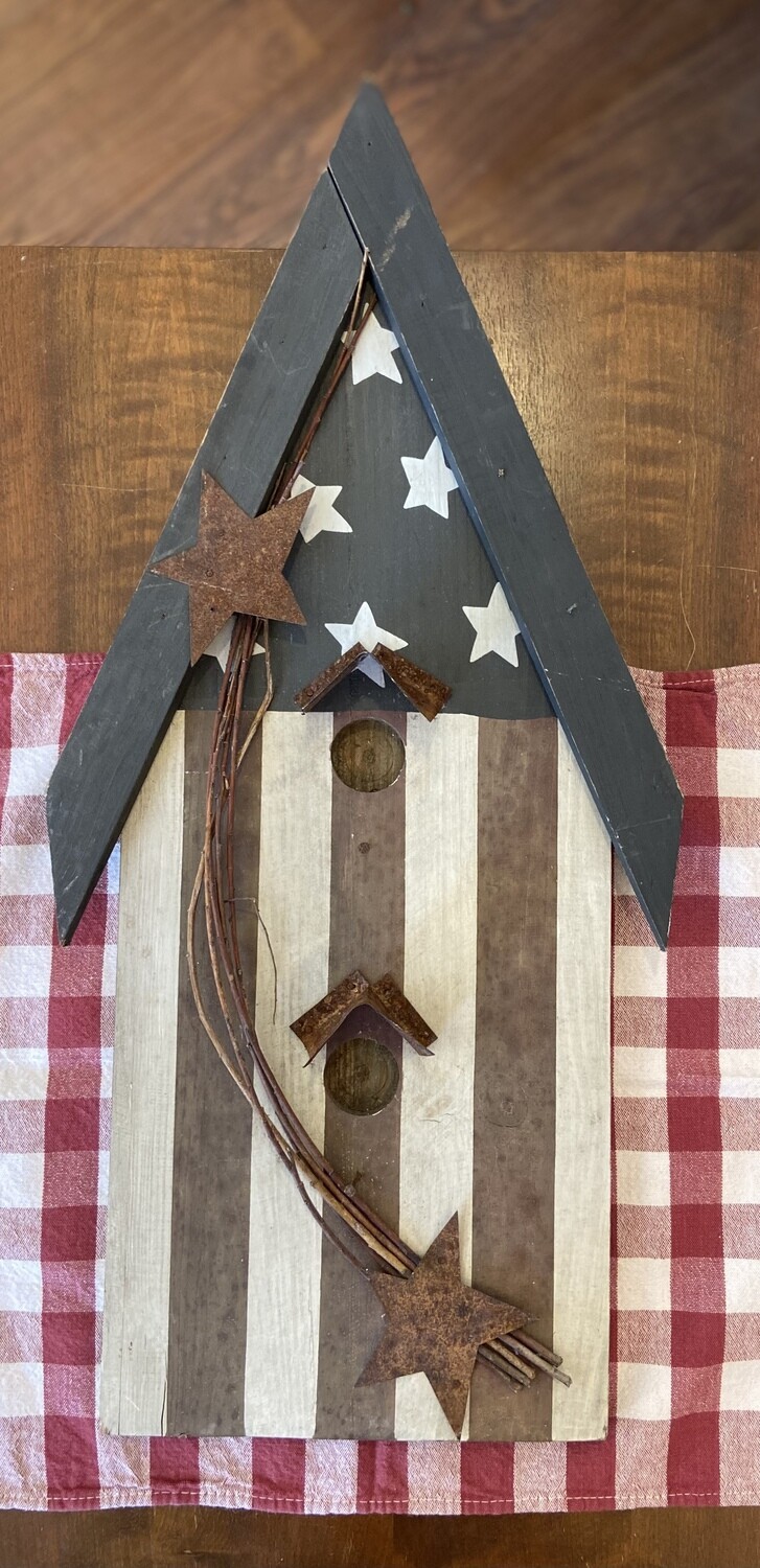 American Flag Patterned Birdhouse
