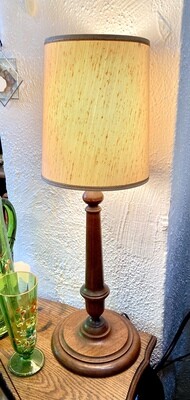 Wood Lamp with Yellow Shade