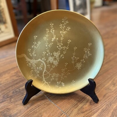 Gold Plate with Flowering Branch Design