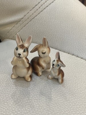Vintage Porcelain Miniature Bunnies - set of 3 