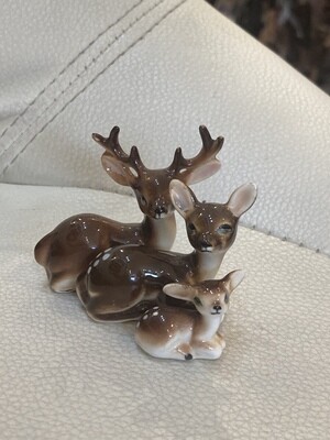 Vintage Porcelain Miniature Deer - set of 3