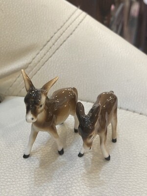 Vintage Porcelain Miniature Donkeys - set of 2