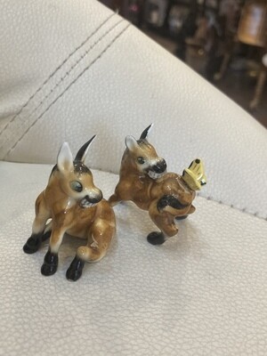 Vintage Porcelain Miniature Whimsical Donkeys - set of 2 