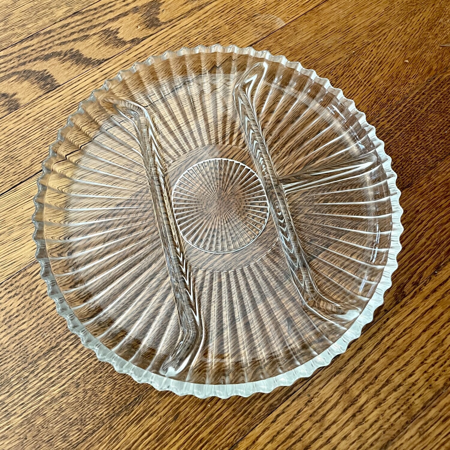 Indiana Glass Co. Crystal Happenings 4 Section Divided Serving Plate 10”