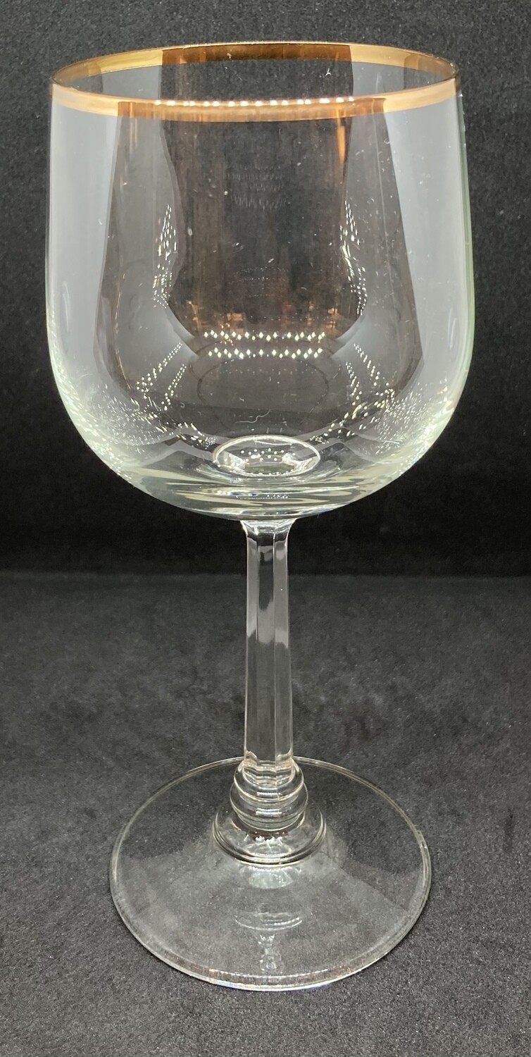 Gold rimmed crystal wine goblet