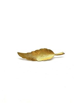Gold Tone Feather Brooch