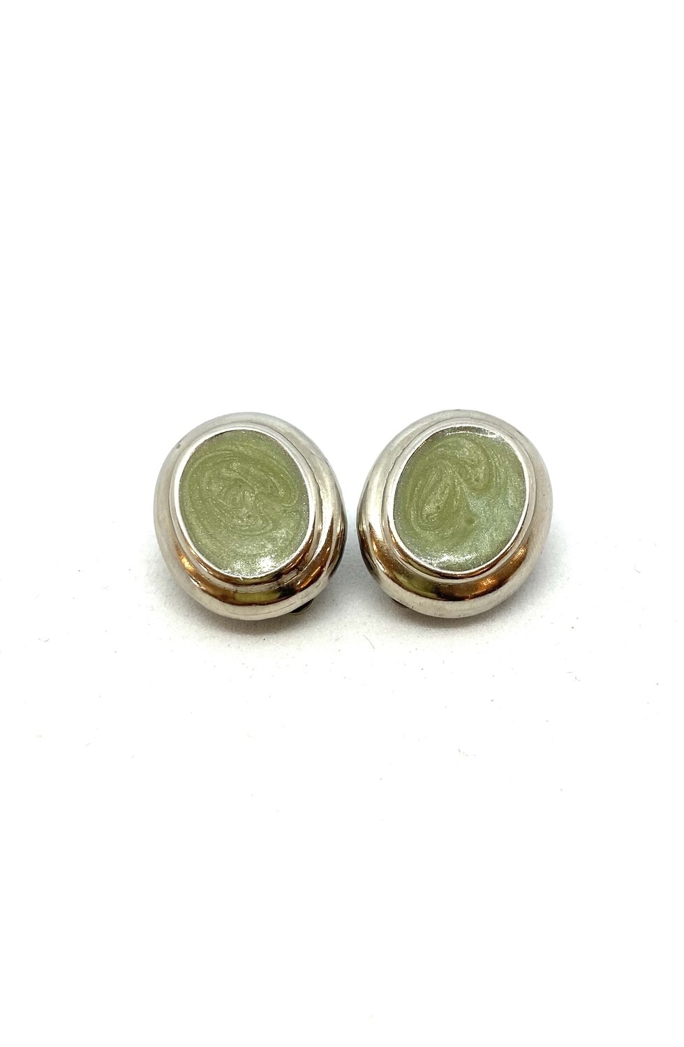 Green Sparkle Resin Clip-On Earrings