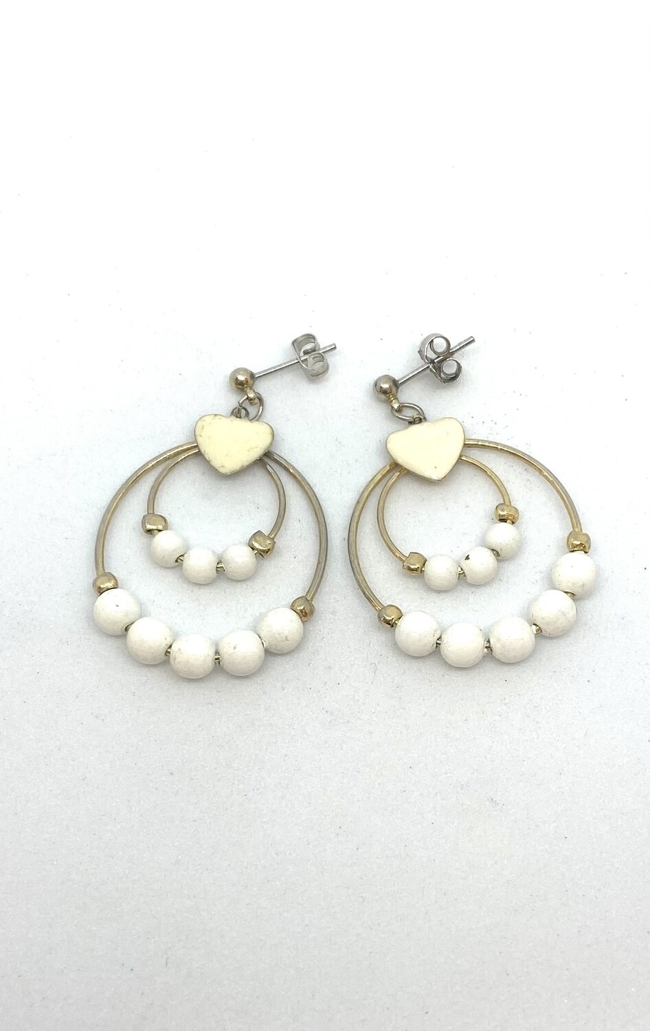 Heart and Beaded Circle Design Earrings