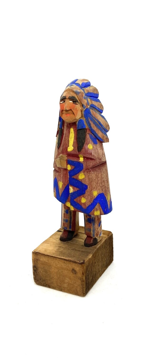 Wooden Hand Painted Native American Figurine