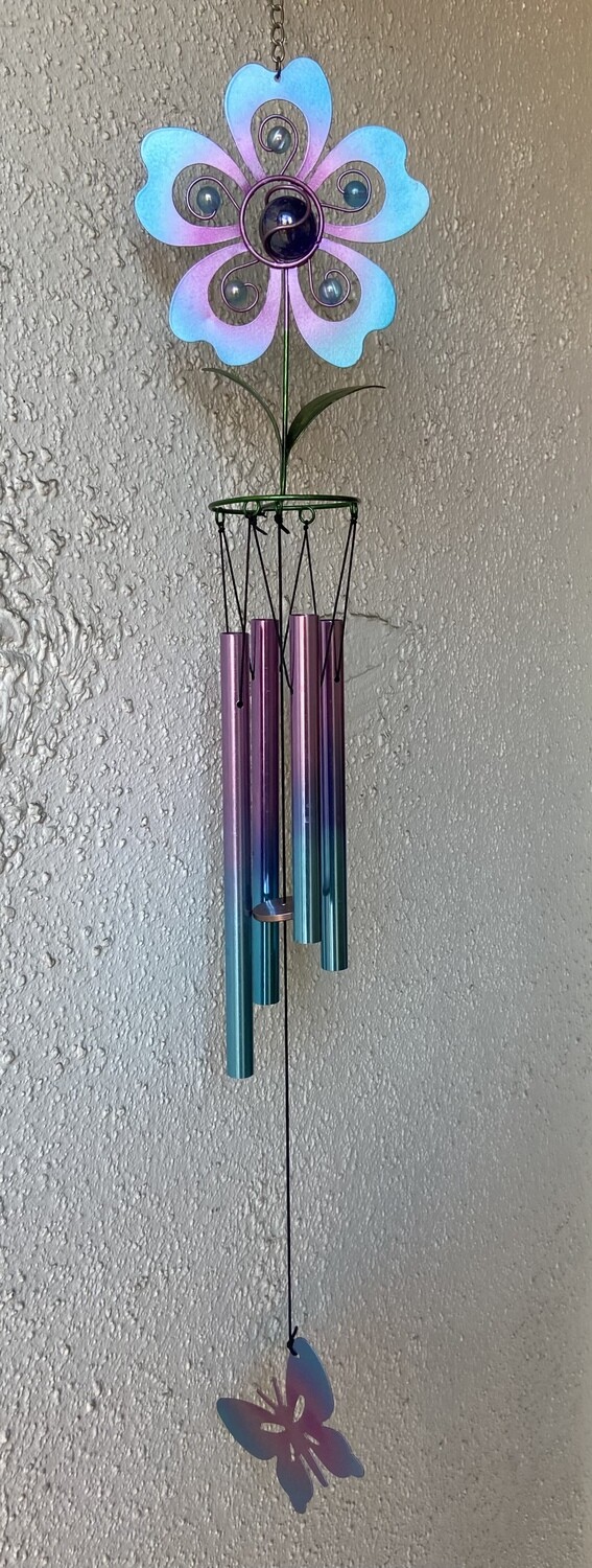 Purple and Blue Tinted Flower Wind Chime