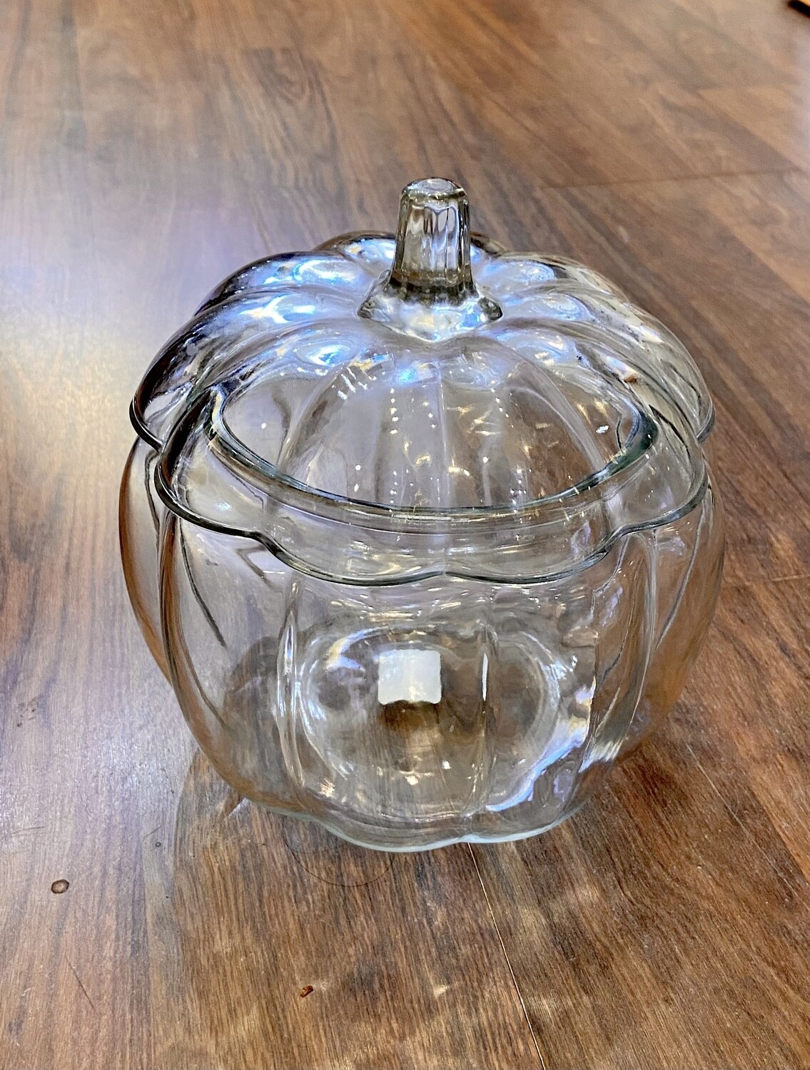 Clear Glass Pumpkin Cookie Jar