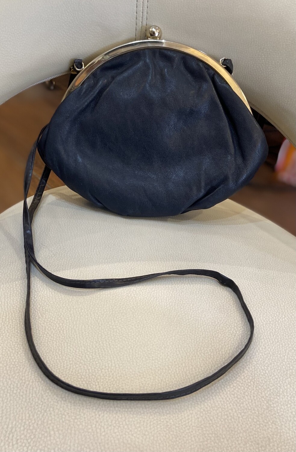 Genuine Leather Blue Purse