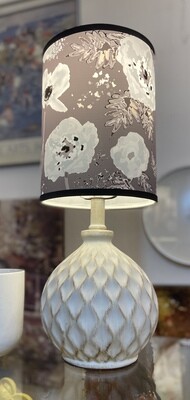White Geometric Table Lamp with Floral Lamp Shade