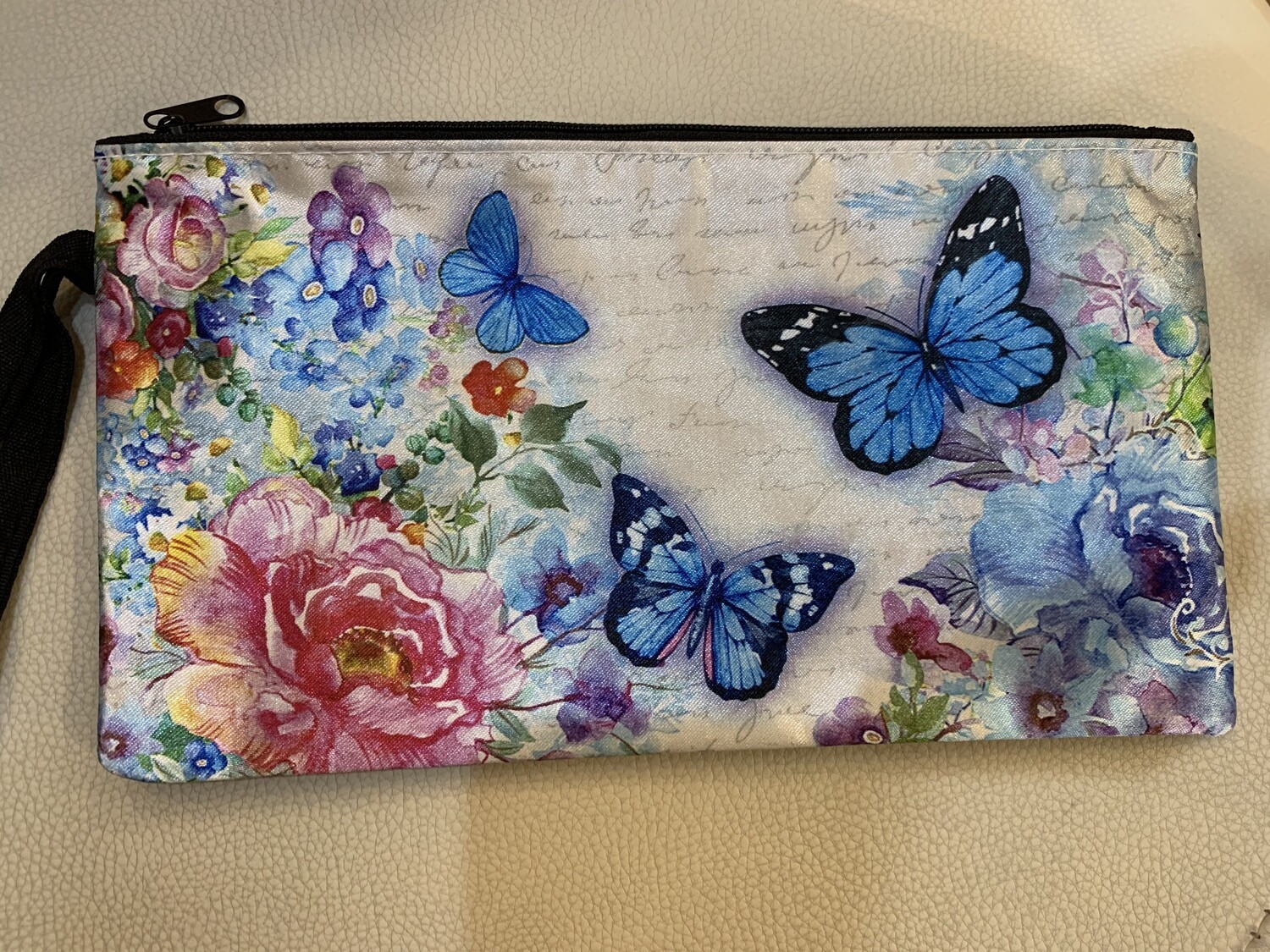 Colorful 9"w Butterfly Zipper Hand Purse