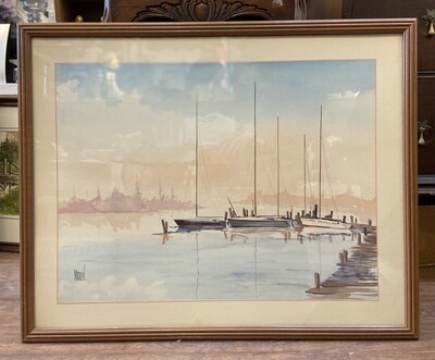 Terry Madden Framed Print of Boats at Harbor