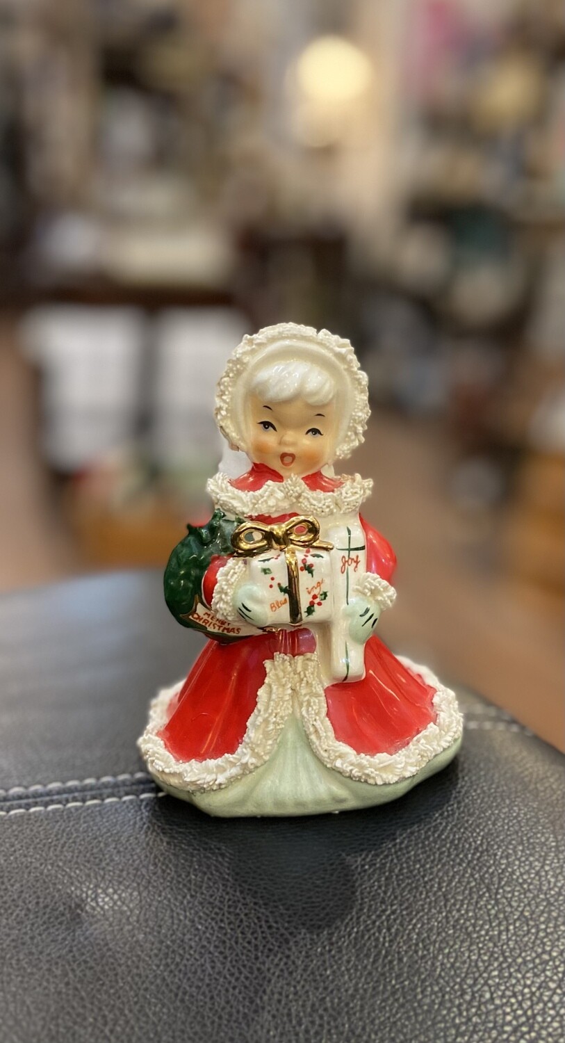 Vintage Ceramic Napco Christmas Shopper Girl