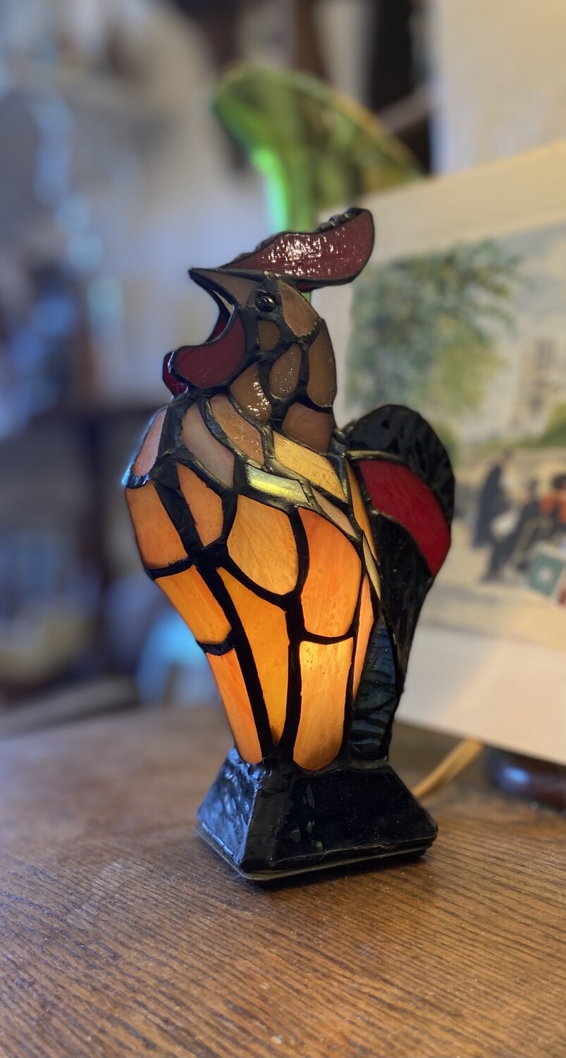 Stained Glass Rooster Lamp Set