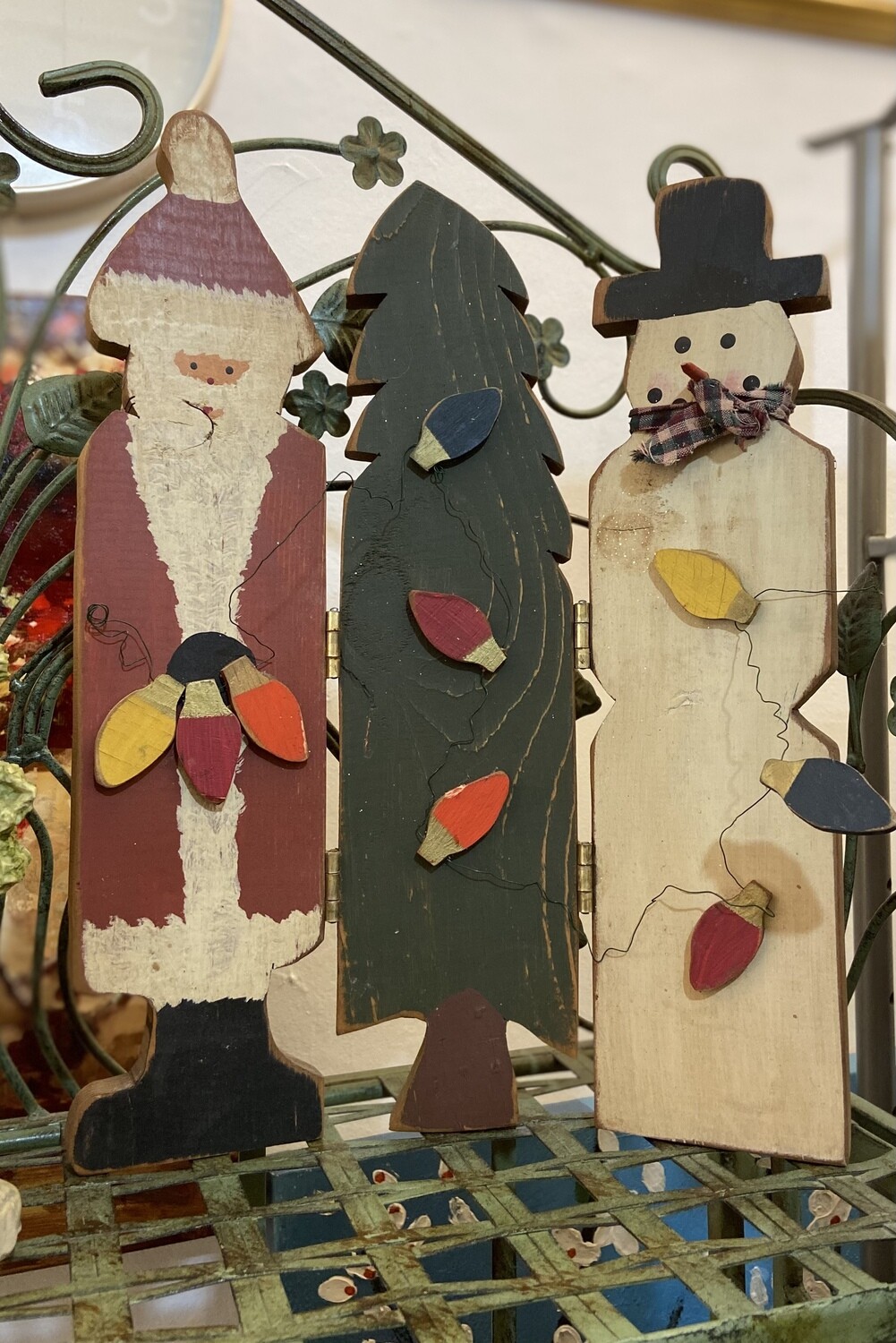 Hinged Santa, Tree, and Snowman Wood Cut Outs