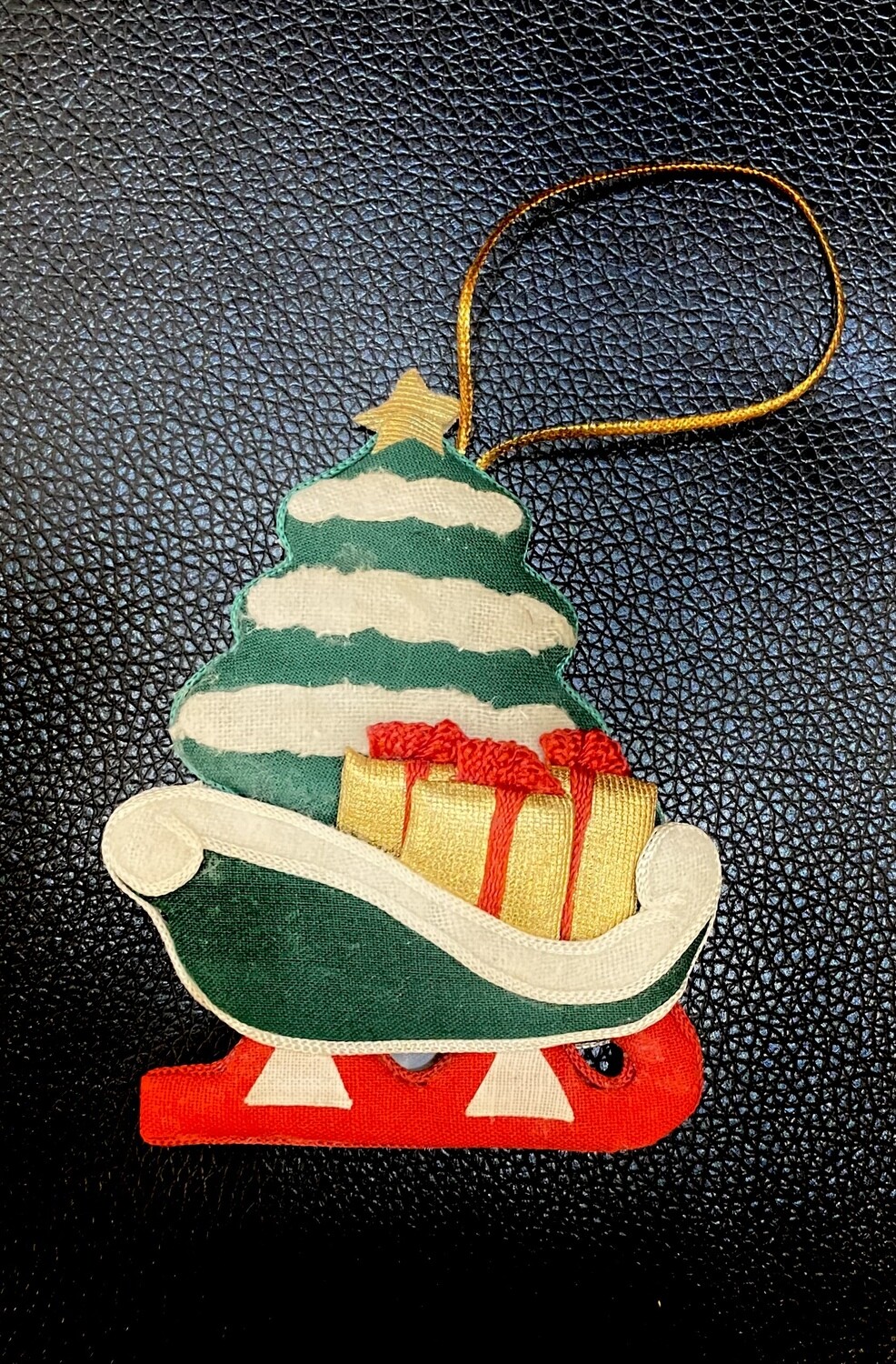 Cloth Christmas Tree and Sleigh Ornament