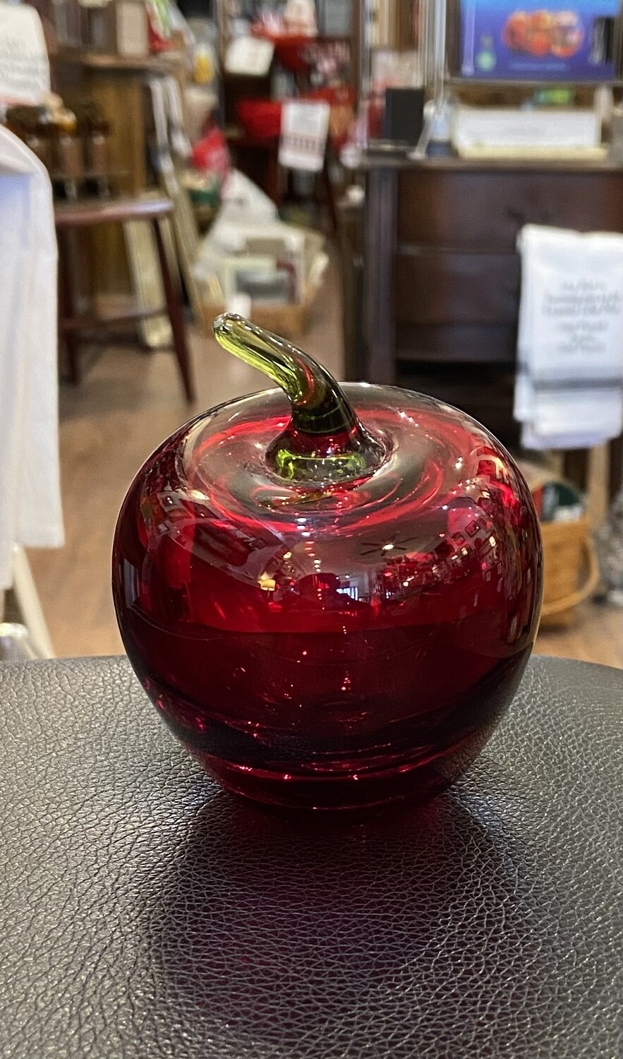Vintage Rainbow Handblown Red Glass Apple 