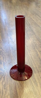 Ruby Red Glass Taper Candle Holder