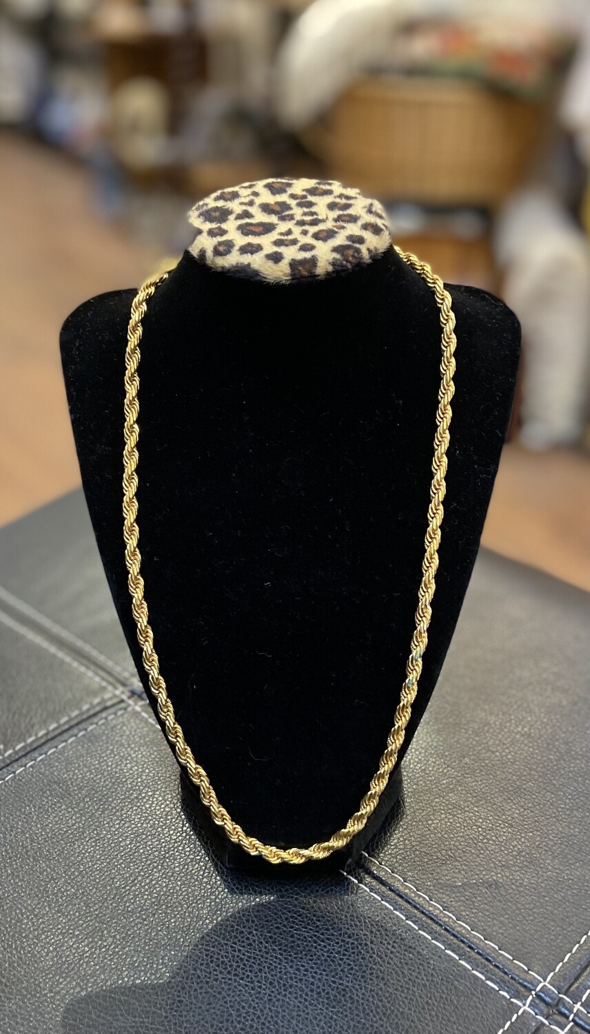 Thick Braided Gold Tone Necklace