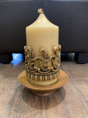 Scroll Decor Candle and Wood Candle Platform 7” overall