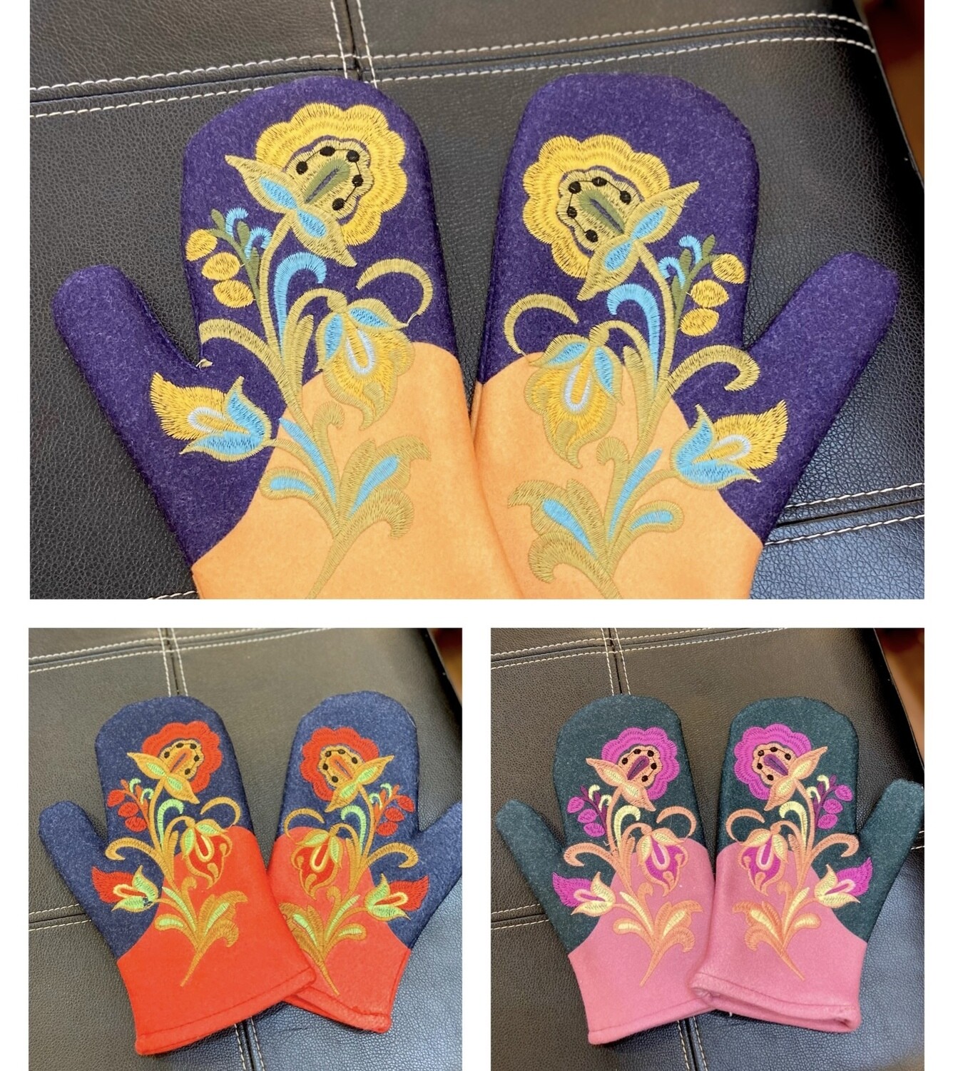 Wool Embroidered Mittens