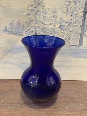 Large Cobalt Blue Glass Vase 7" 