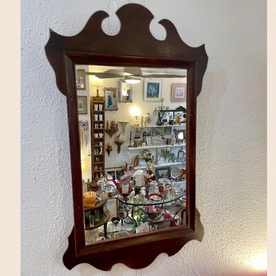 Vintage Rectangular Dark Wood Hanging Mirror