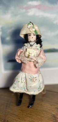 Vintage Posable Church-girl Doll with Stand