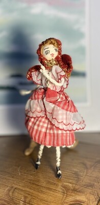 Vintage Posable Red Riding Hood Doll with Stand