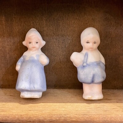 Vintage Miniature Bisque Dolls - set of 2 , 1 3/8”