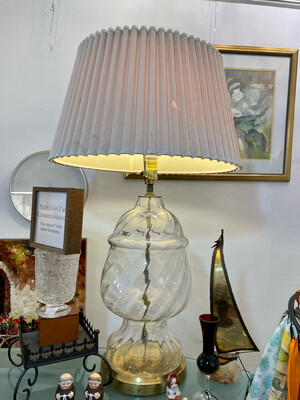 Large Glass Ridged Swirl Table Lamp