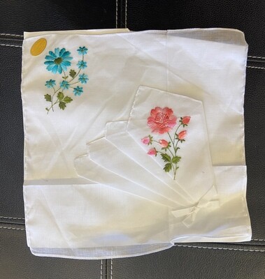 Sheer Cotton Embroidered Handkerchief, set of 2 