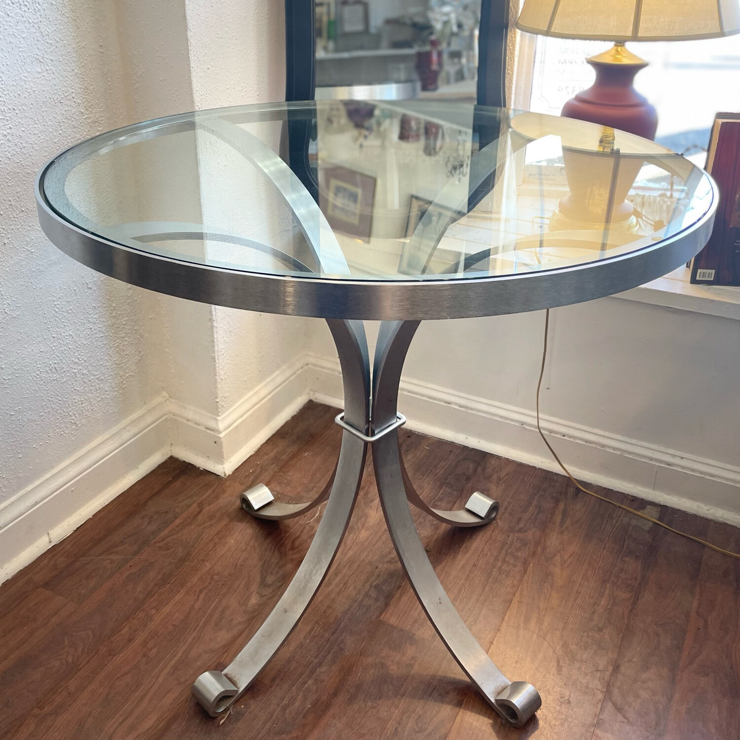 36” Round Commercial Grade Glass and Steel Table 