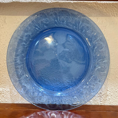 Cobalt Blue Plate w/ Swirl Pattern Edge