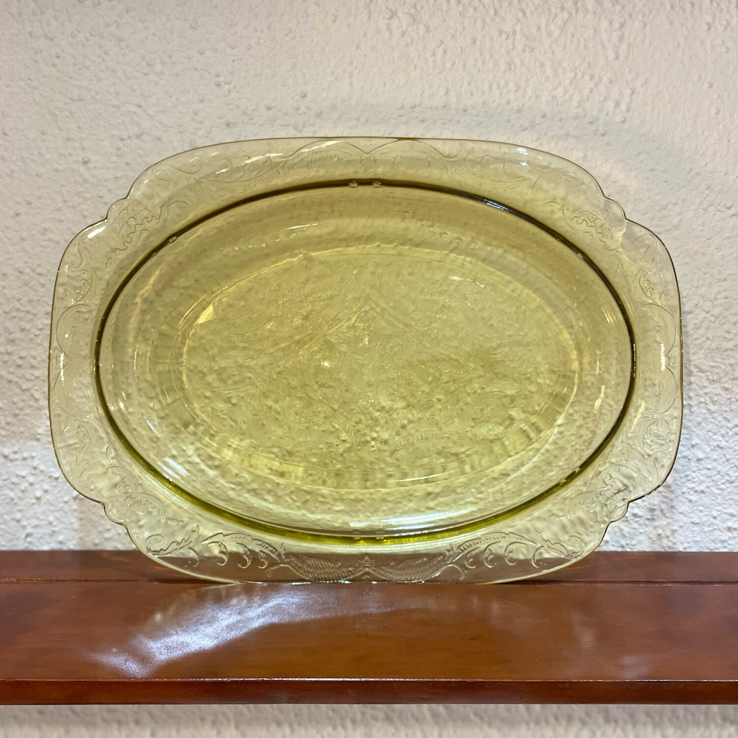 Federal Glass Madrid Amber Oval Depression Glass Platter (1930's) 11 3/8" 