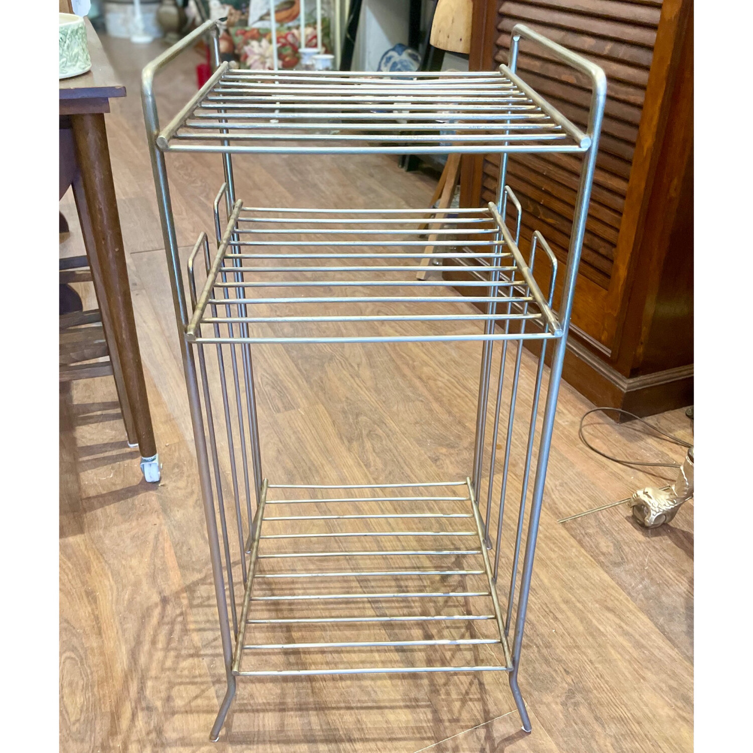 Mid-Century 3 Tiered Metal Wire Shelf Side Table