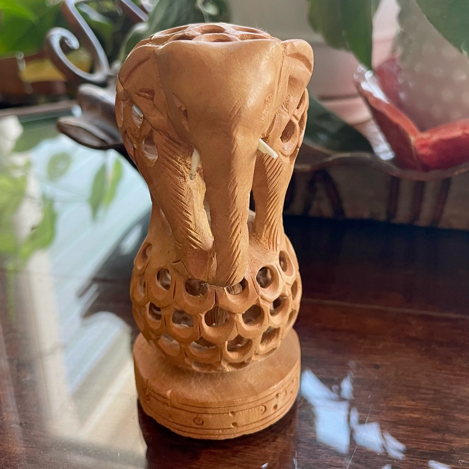 Hand Carved Wooden Elephant Figurines 