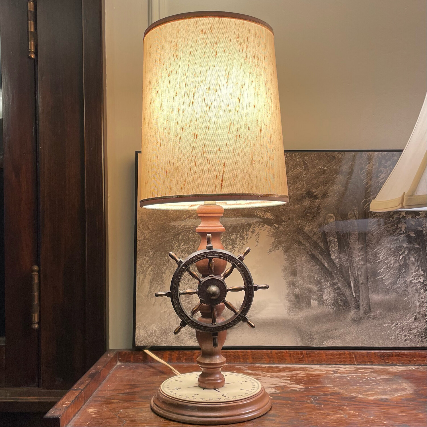 Vintage Nautical Wood Desk Lamp
